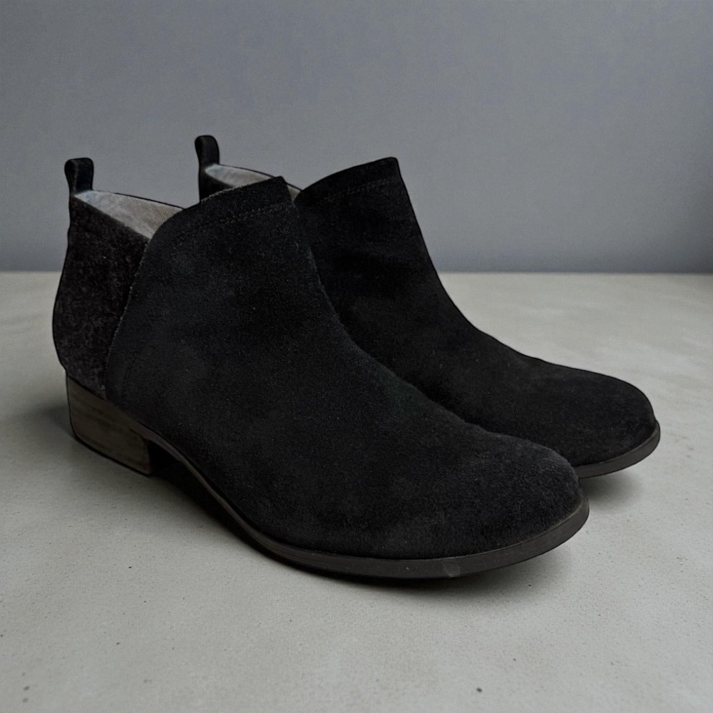 Toms Deia Suede Ankle Boot Womens Size 9.5 Wool Blend Internal Side Zippers